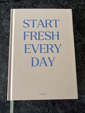 'Start Fresh Every Day' Cream Notebook with Blue Text